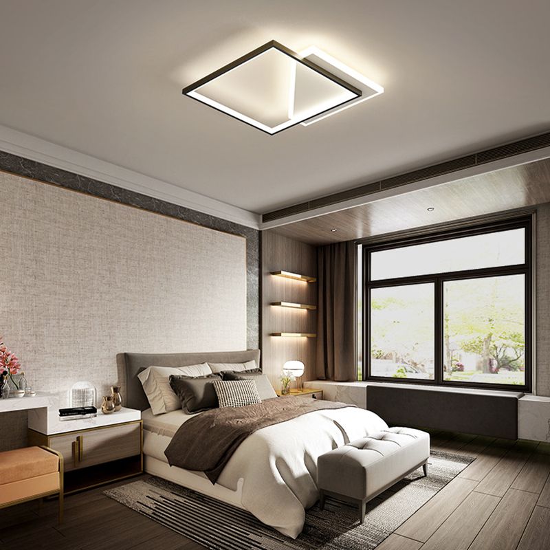Metal Geometric Flush Mount Fixture Modern 2 Lights Flush Light Fixtures