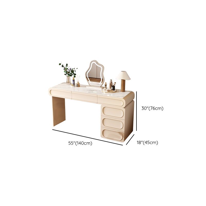 Glam Stone Beige Vanity Desk Bedroom Vanity Dressing Table with Drawer