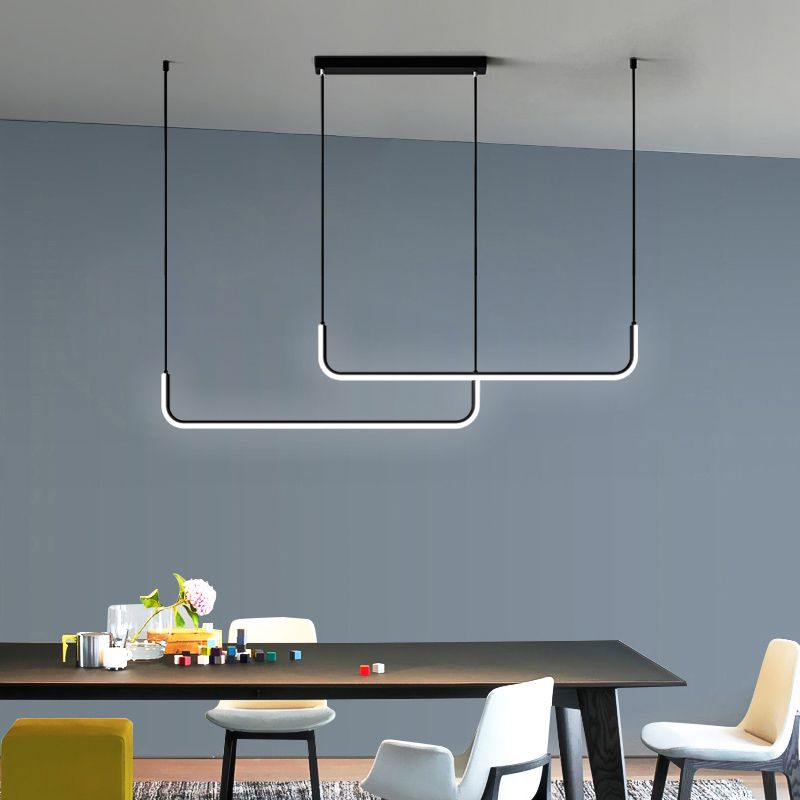 Modern Dining Chandelier Light Modern Strip Shape Pendant Light Fixture for Dining Room