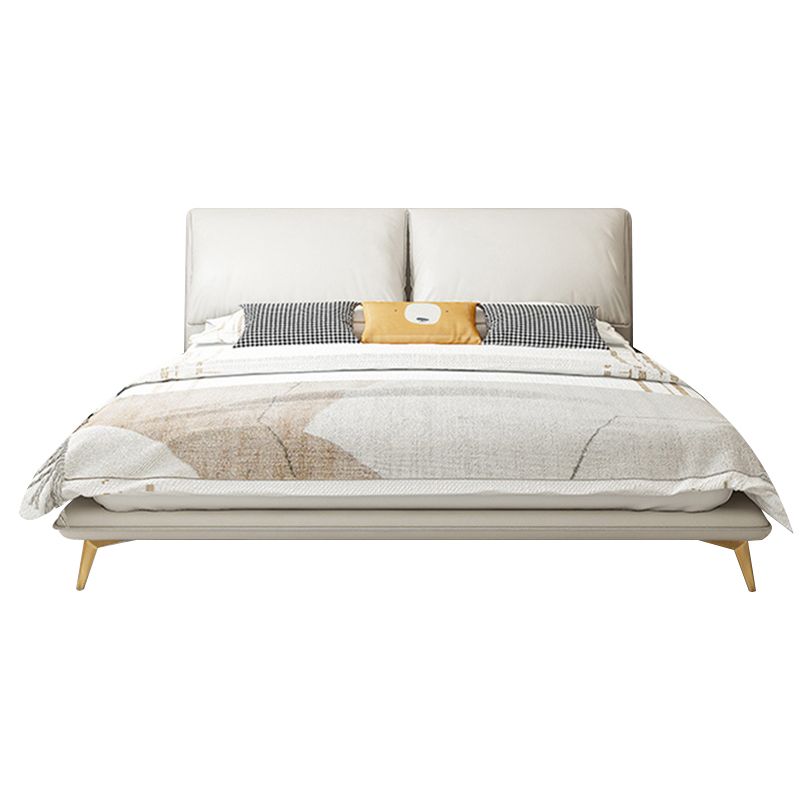 Contemporary Rectangular Panel Bed Standard Bed With Custom Gold Legs