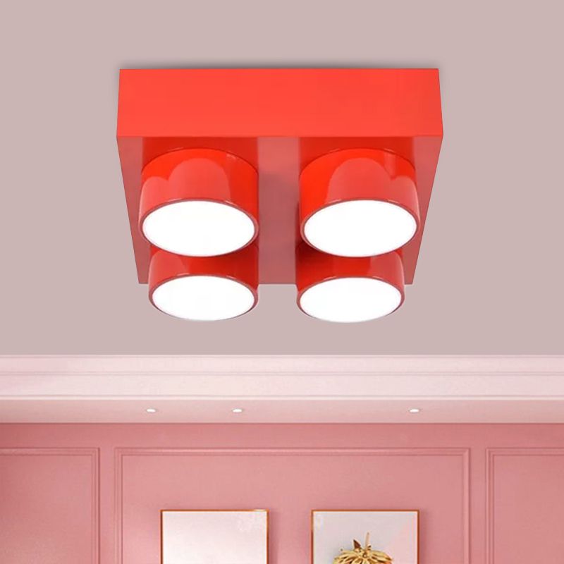 Bloc de construction LED plafonnier enfants acrylique rouge/jaune/bleu lampe encastrée pour chambre à coucher