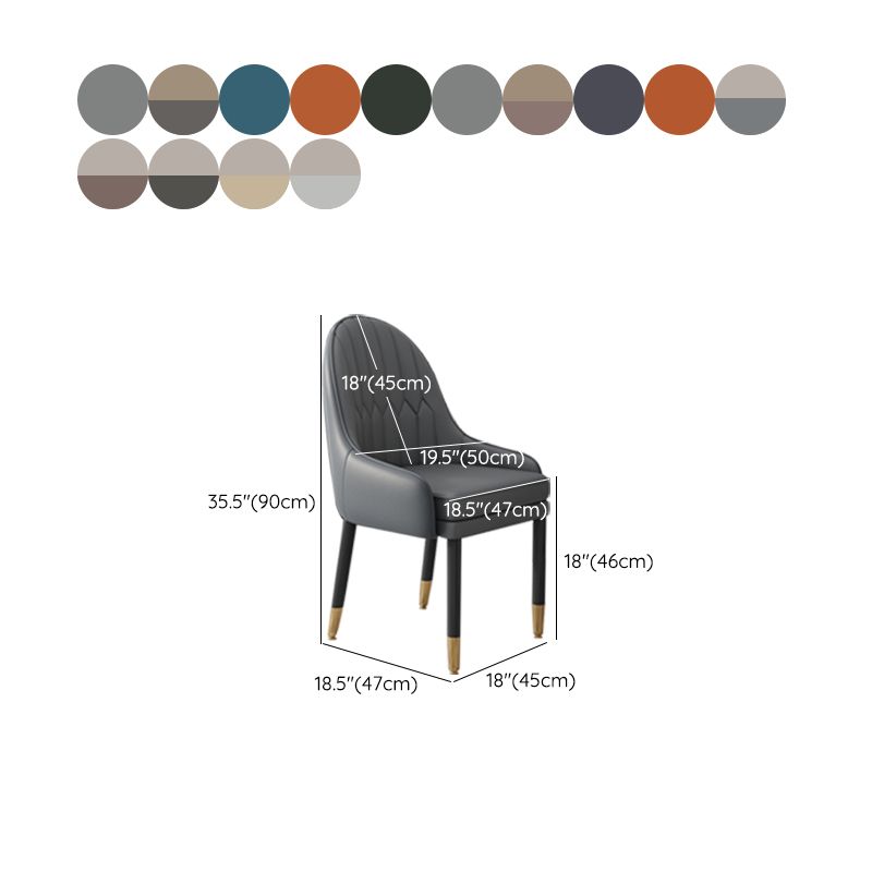 Faux Leather Dining Chairs Modern Parsons Arm Chair with Wood Legs