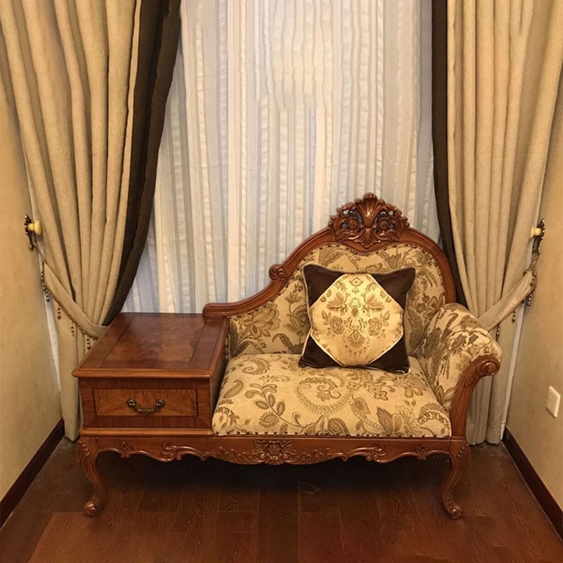 French Country Nailhead Trim Chaise Lounge Couch One Armed Lounge Chair