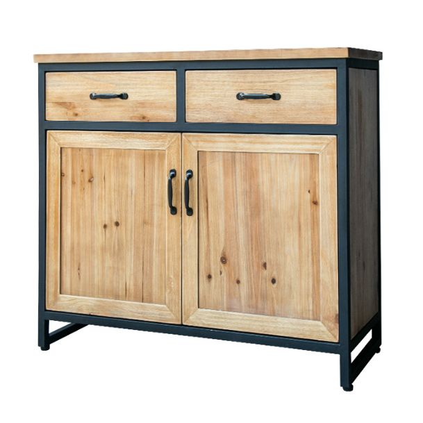 Industrial Natural Solid Wood Cabinet with Shelf and 2 Doors