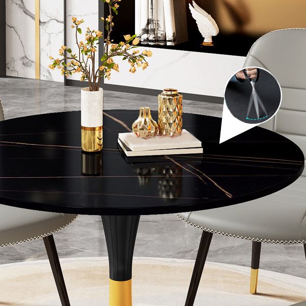 Round Traditional Luxury Dining Table Sintered Stone Table with Tulip Base