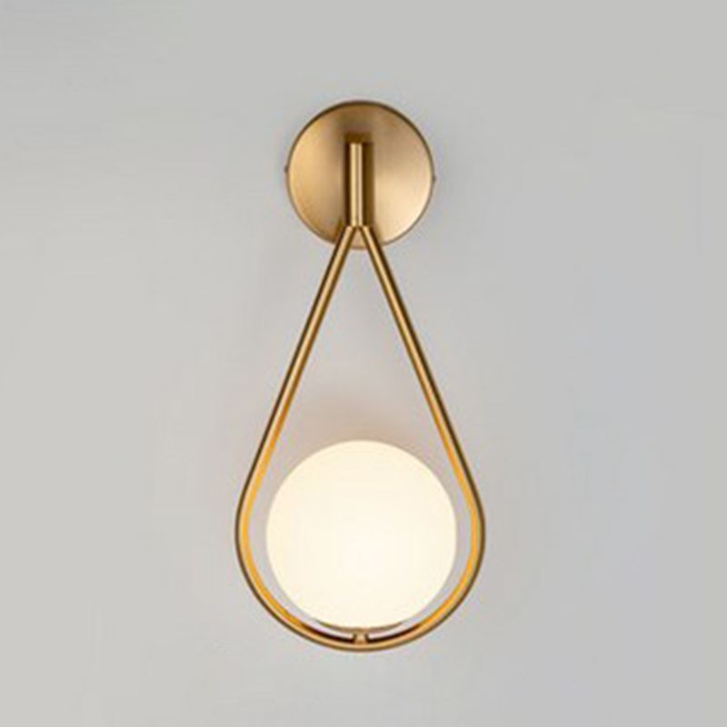 Nordic Minimalist Glass Wall Lamp Milky Glass Metal Base