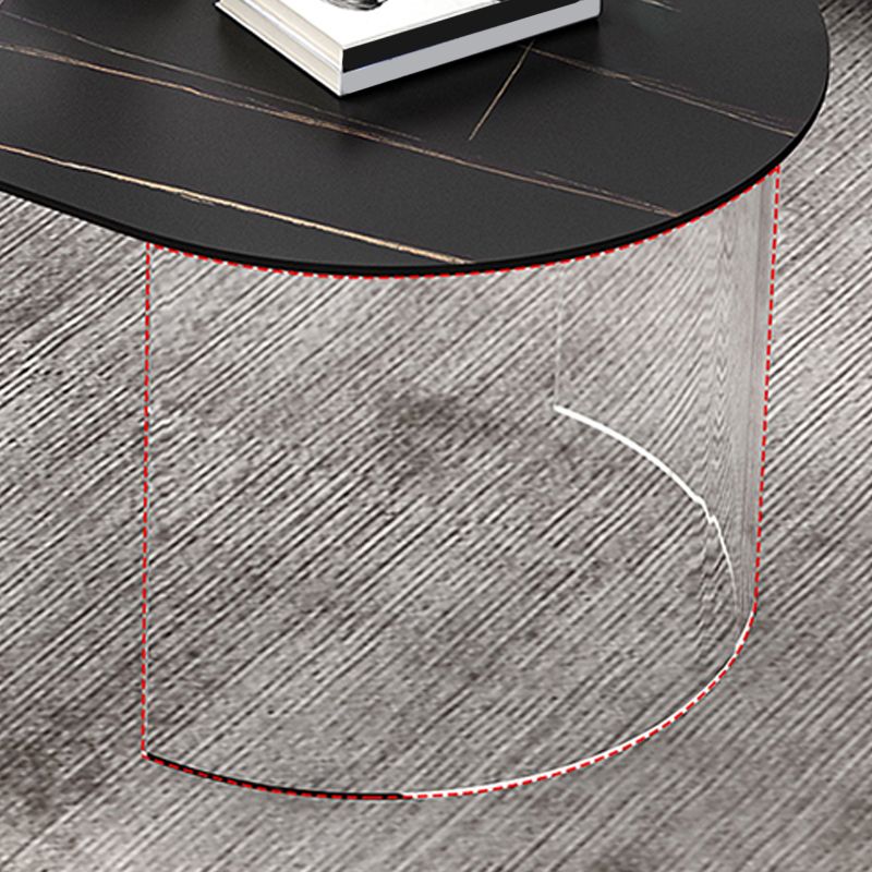 Modern Coffee Table 17.71" High Coffee Table with Acrylic 2 Legs