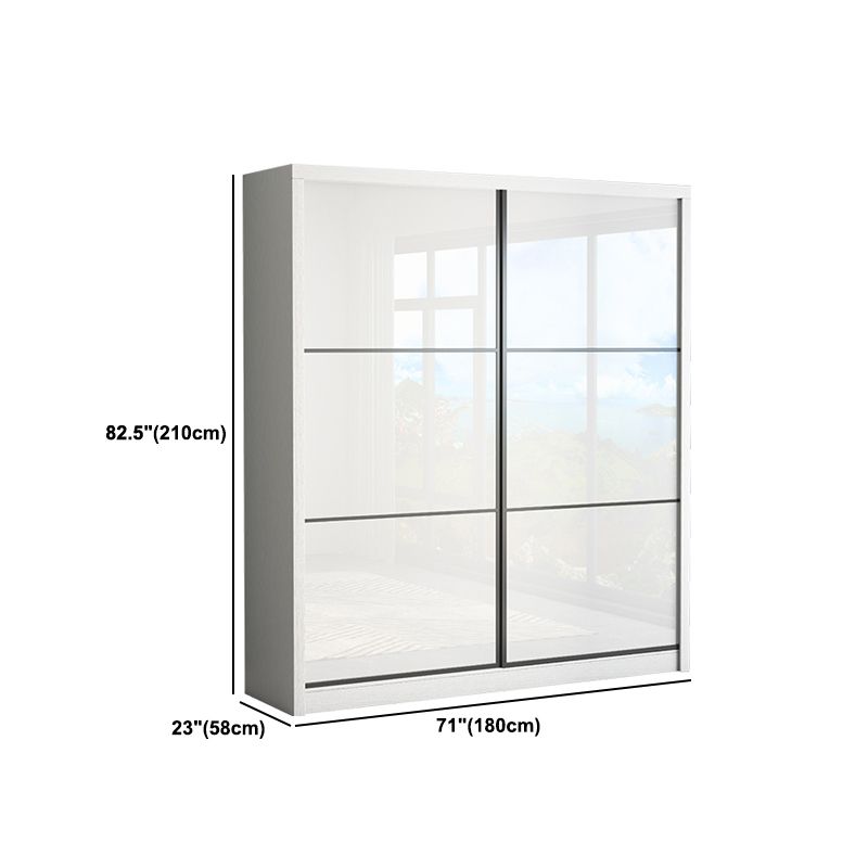 White Engineered Wood Wardrobe Closet Contemporary Storage Cabinet