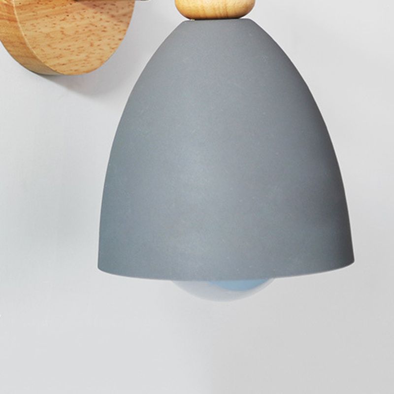 Lámpara de pared de pared de macarrón creativo moderno Luz de pared geométrica de madera con sombra de hierro forjado