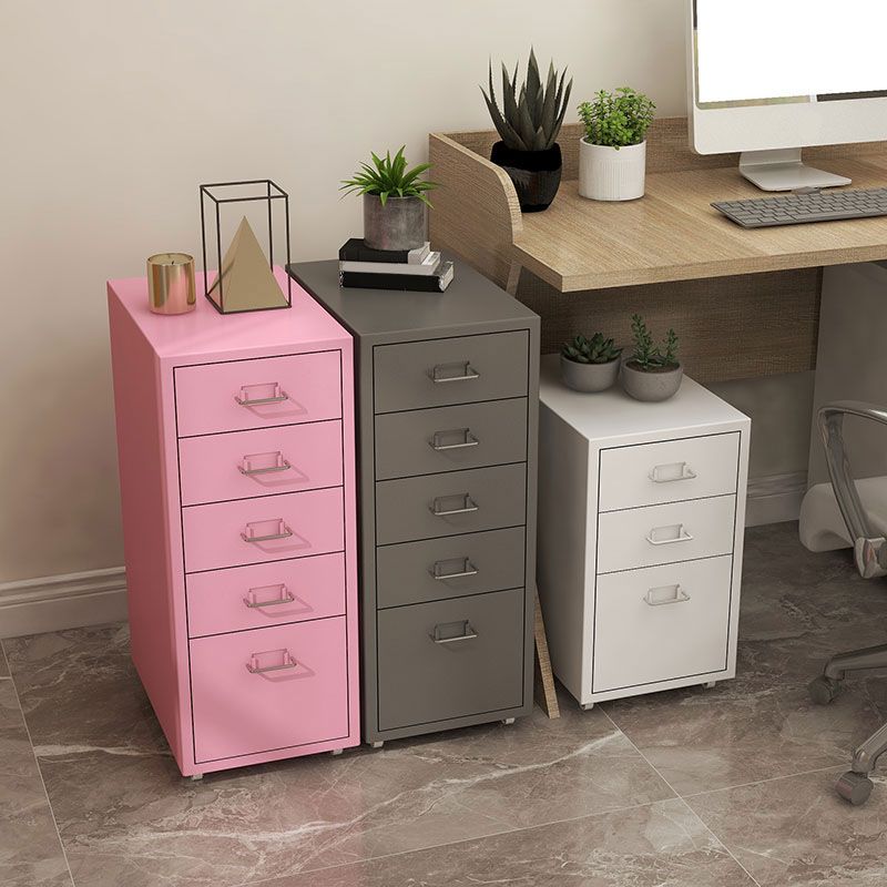 Contemporary File Cabinets Metal Frame File Pedestal with Key Lock