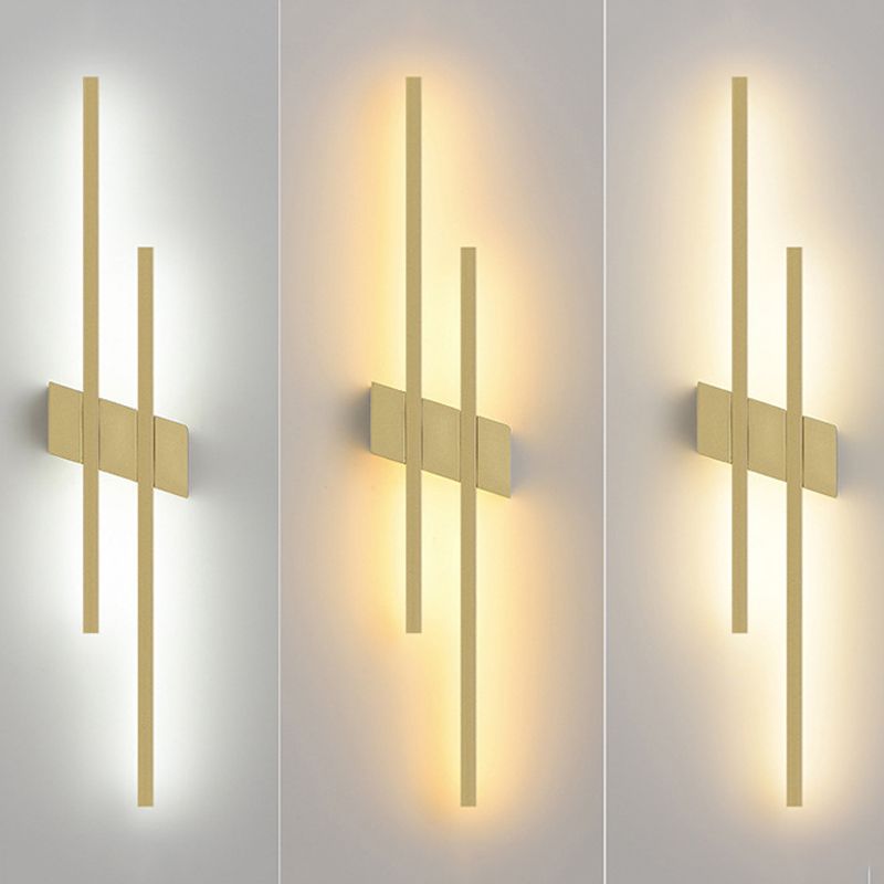 Minimalism Brass Wall Sconce Linear LED Sconce Lighting for Living Room