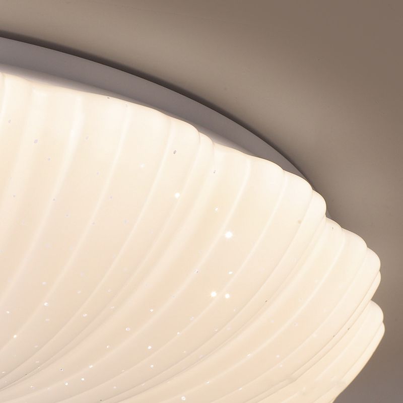 Iron and Acrylic LED Ceiling Flush in White Finish Round Flush Mount