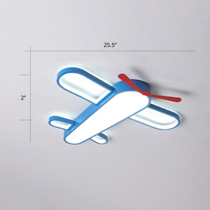 Plafonnier LED en forme d'avion, style enfant, plafonnier en acrylique pour chambre à coucher, bleu