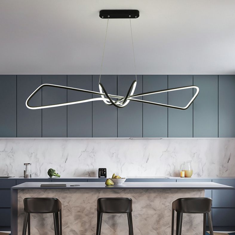 Linear LED Island Chandelier Lights Metal New Modern Hanging Lamp for Dining Room