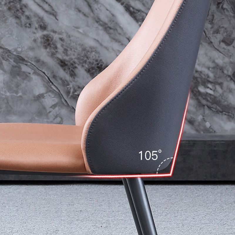 Industrial Style Faux Leather Chairs Armless Side Chairs with Metal Legs for Home Use