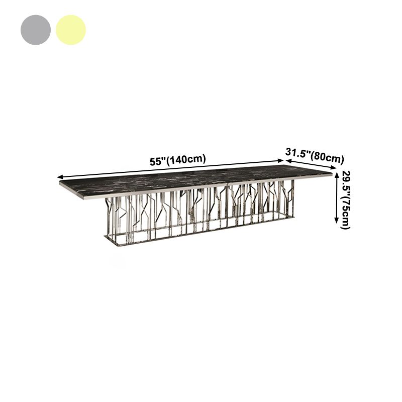 Mesa de comedor de mármol de estilo de lujo, mesa rectangular con base de Pedestal individual para el hogar