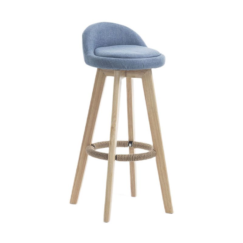 Modern Rotatable Backrest Counter Stool Wood Cafe Bar Stool with Pedal and Cushion