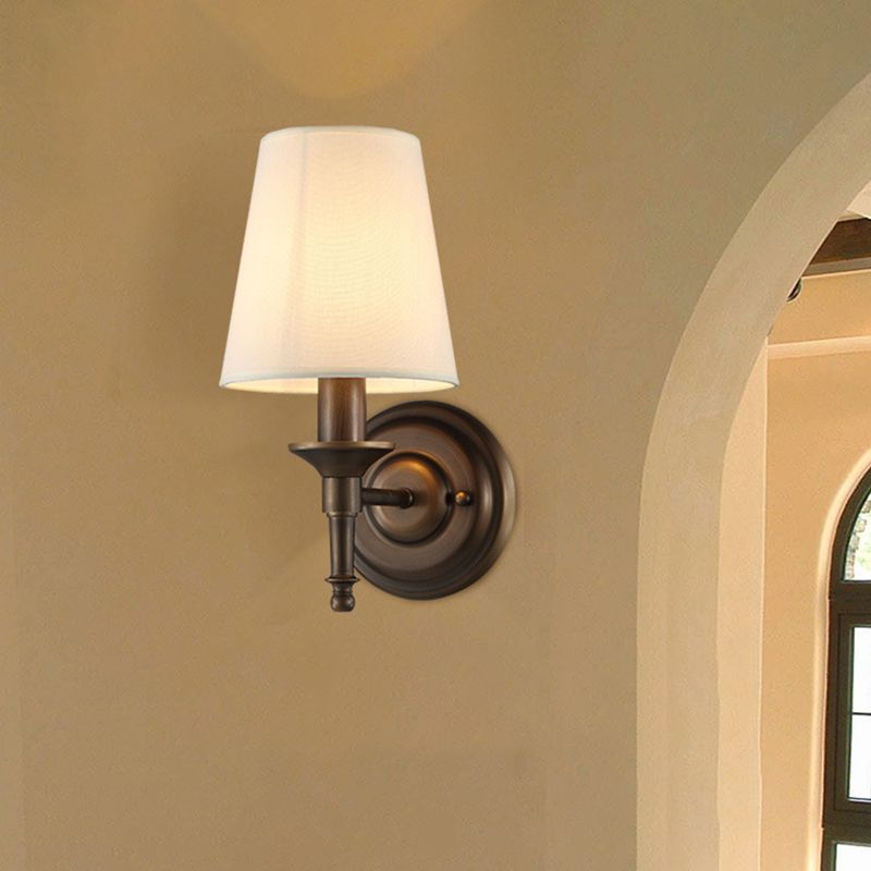 Cylinder Wall Light Fixture Modern Fabric 1 Light Wall Sconce for Bedroom
