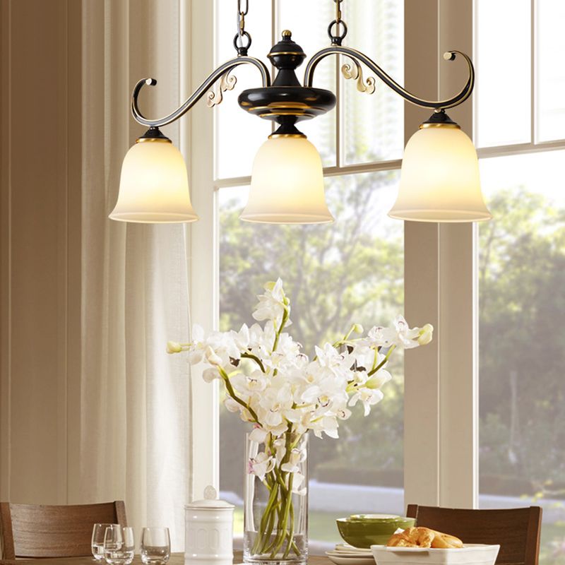 Industrial Pendant Lighting Bell Shape Glass 3 Light Island Ceiling Light