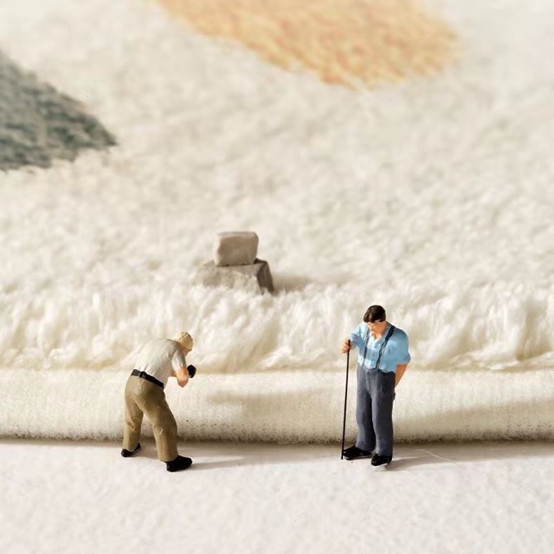 Orange Modern Rug Polyester Color Piece Rug Non-Slip Backing Rug for Living Room