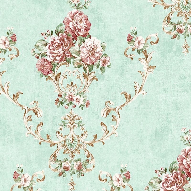 Countryside Peonies Wallpapers Non-Woven Washable Pastel Color Wall Decor for Dining Room