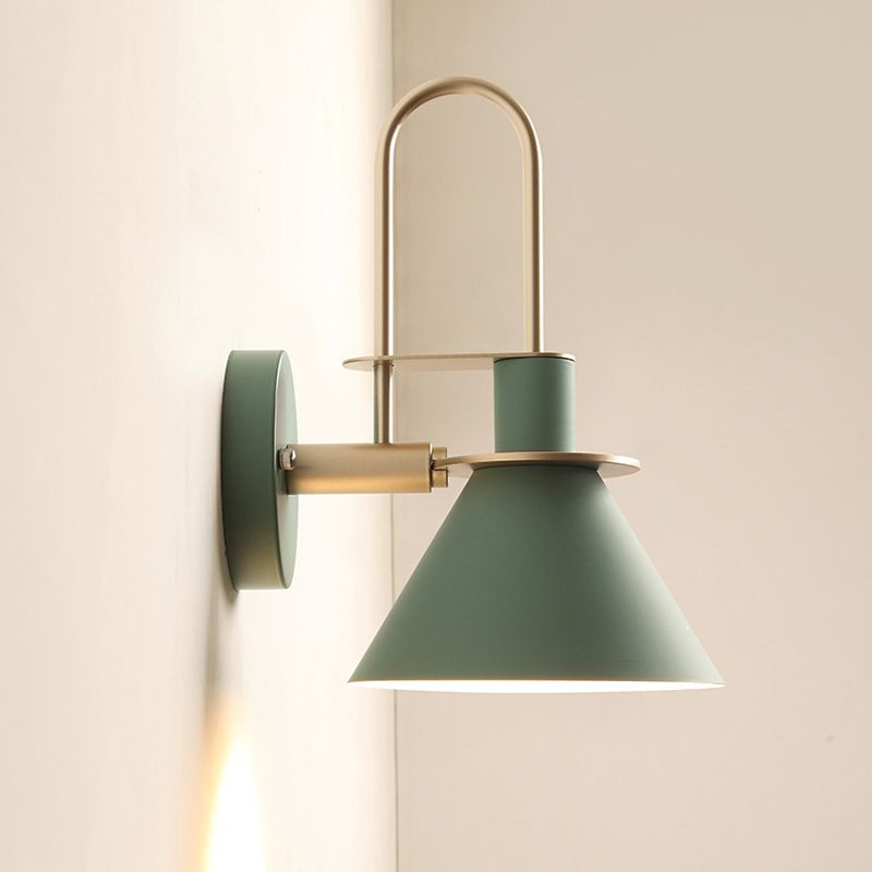 Modern Style Cone Shape Wall Sconce Metal 1 Light Sconces for Bedroom