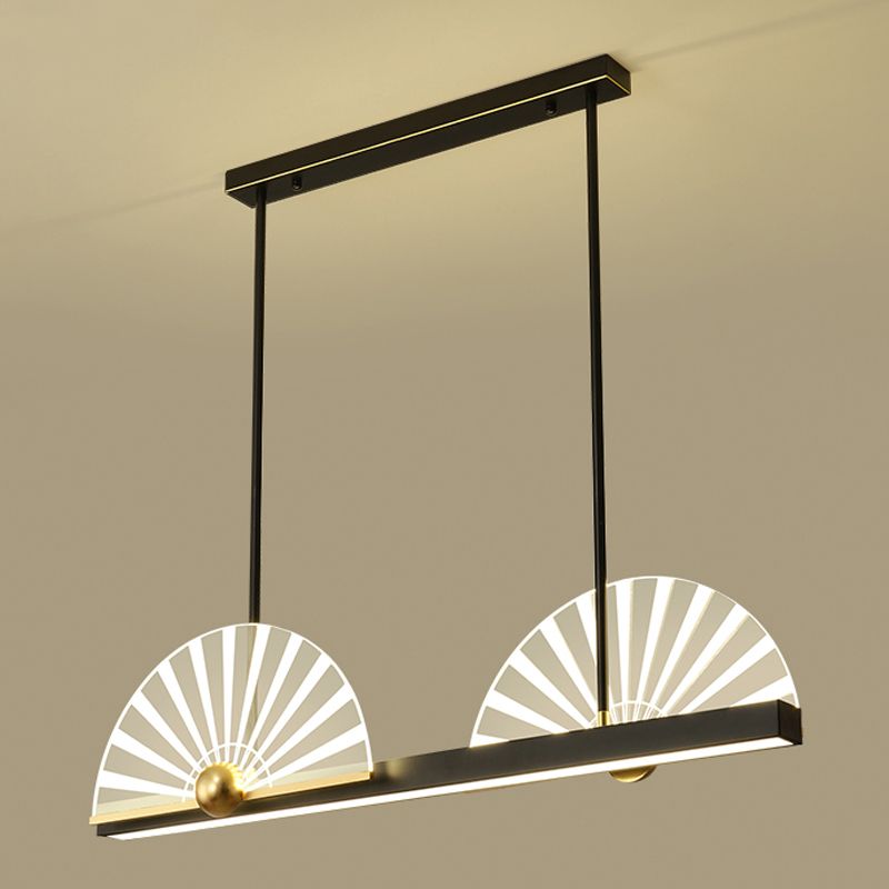 Modern Style Geometry Shape Island Lights Metal 3 Light Island Lighting in Black