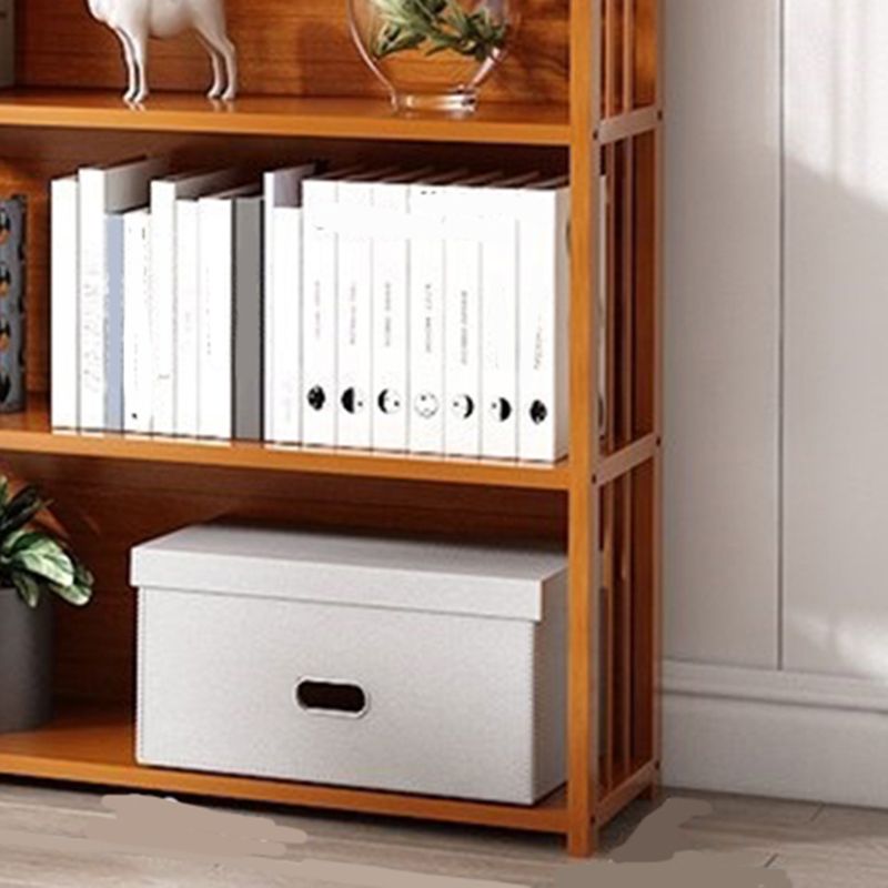 Modern Vertical Bamboo Shelf Etagere Espresso Shelf Bookcase for Bedroom