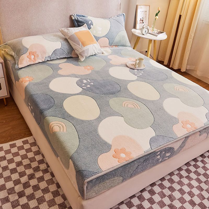 Soft Sheet Set Painting Breathable Flannel Fade Resistant Fitted Sheet