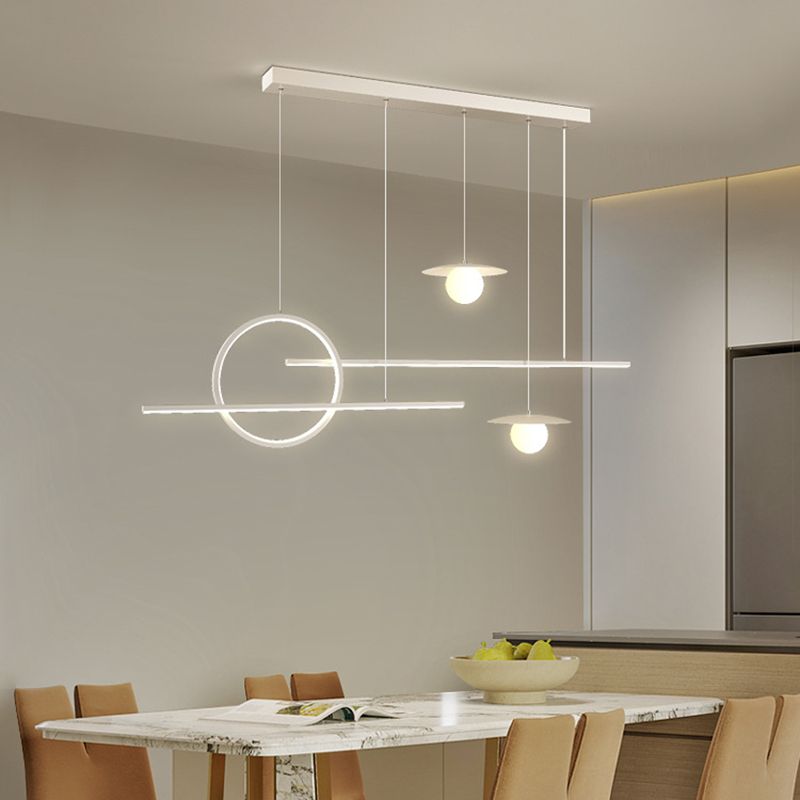 Modern 2/3/5-Light Kitchen Island Lighting White Shaded Island Pendant Lighting