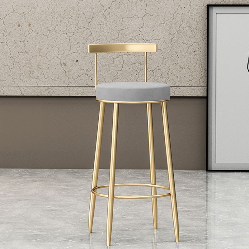 Taburete de bar sin brazos con respaldo Glam, taburete de bar para el hogar de hierro con cojín