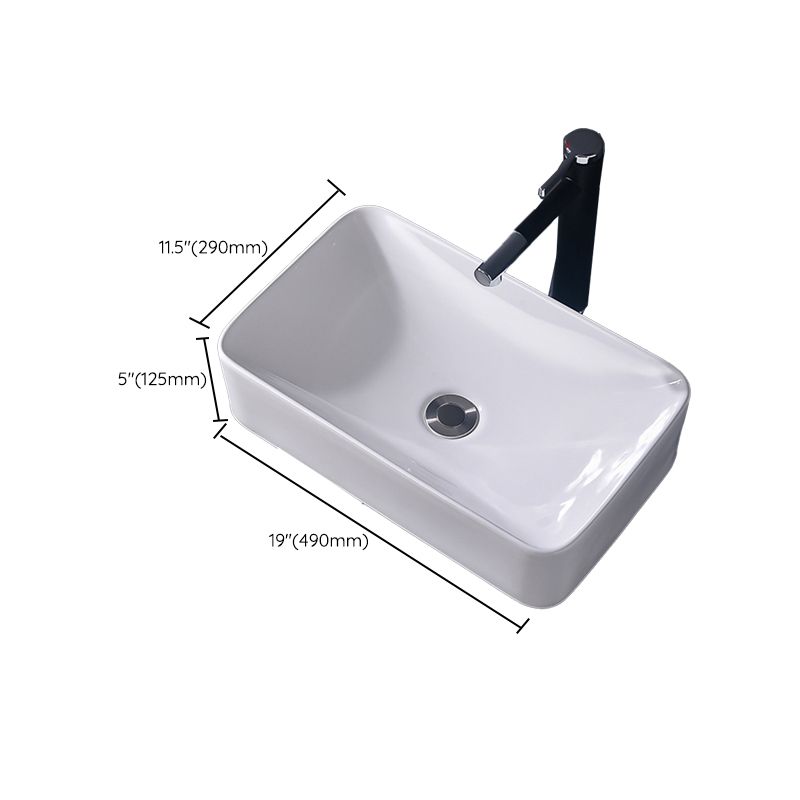Modern Vessel Bathroom Sink Rectangular Porcelain Basin Sink (Not Include Faucet)