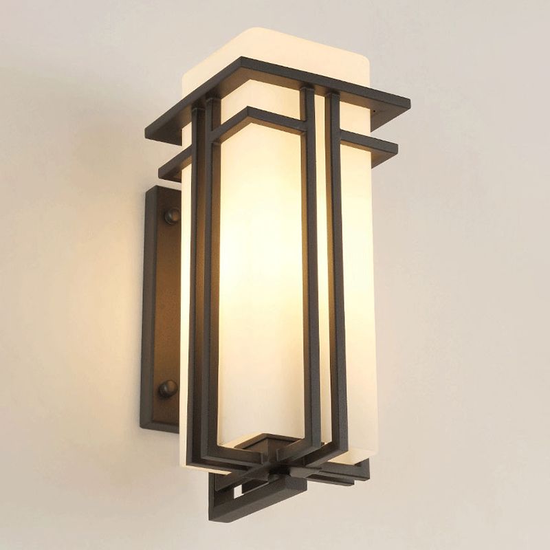 Modern Sconce Light Geometric Glass 1 Light Wall Lamp in Black