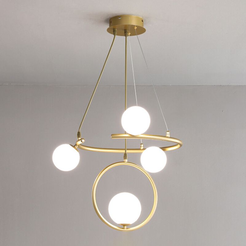 Glass Globe Pendant Light in Modern Creative Style Lacquered Iron Chandelier for Dining Room