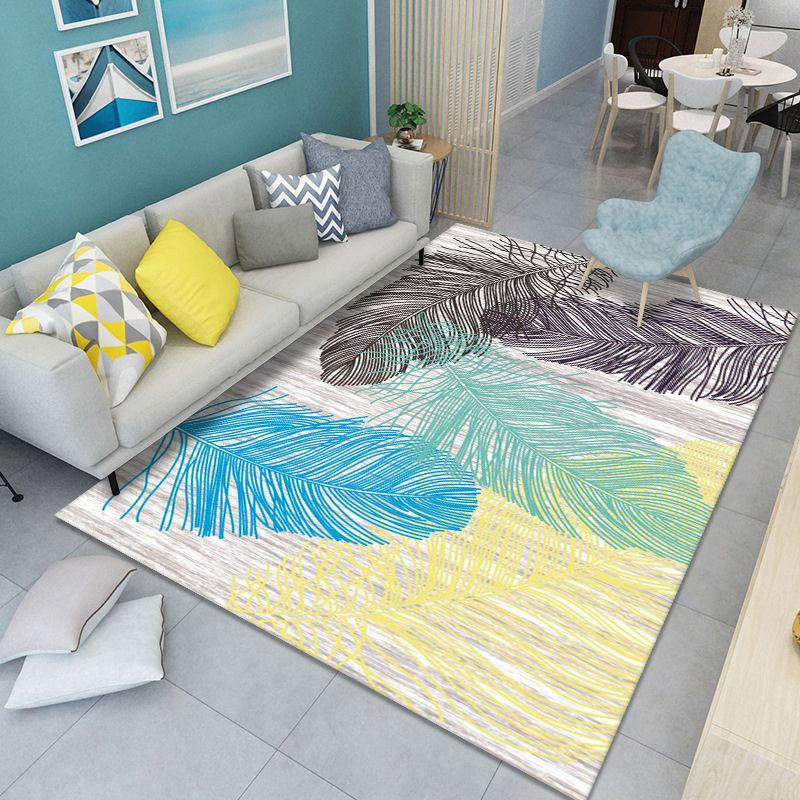 Yellow Feather Carpet Polyester Modern Carpet Stain Resistant Carpet for Living Room