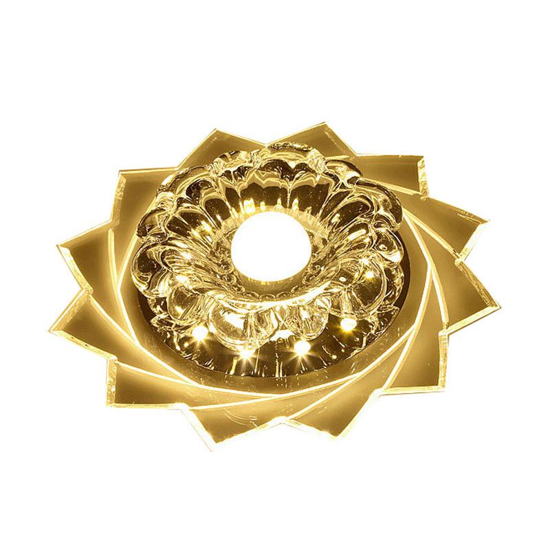 Plafonnier encastré pour couloir floral, éclairage encastré à LED contemporain en cristal transparent