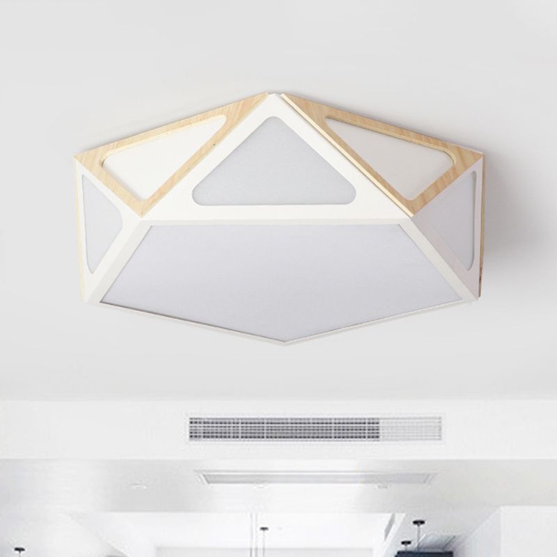 Geometrisch spoellicht Modern acryl wit/roze/geel LED plafond gemonteerd armatuur in warm/wit licht, 16 "/19,5" breed