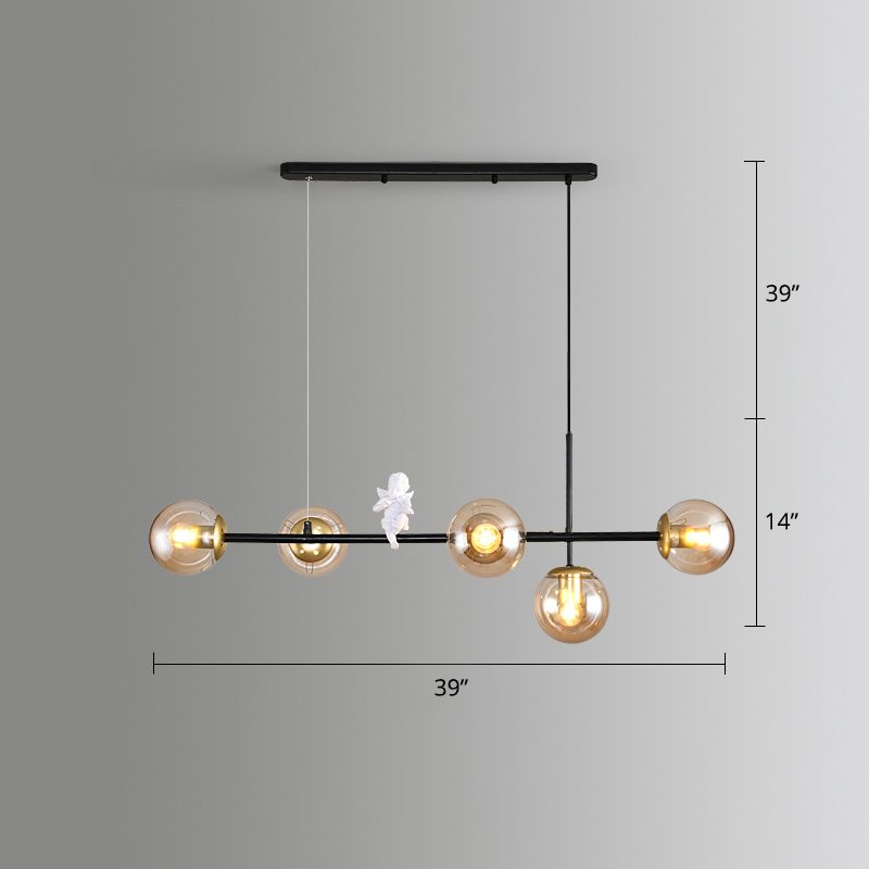 Modo Island Light Postmodern Glass 5-Light Suspended Lighting Fixture for Restaurant