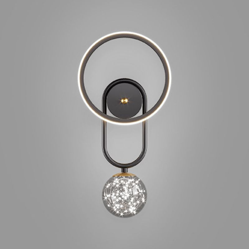 Modern Style Spherical Shape Wall Sconce Glass 2 Light Sconces for Living Room