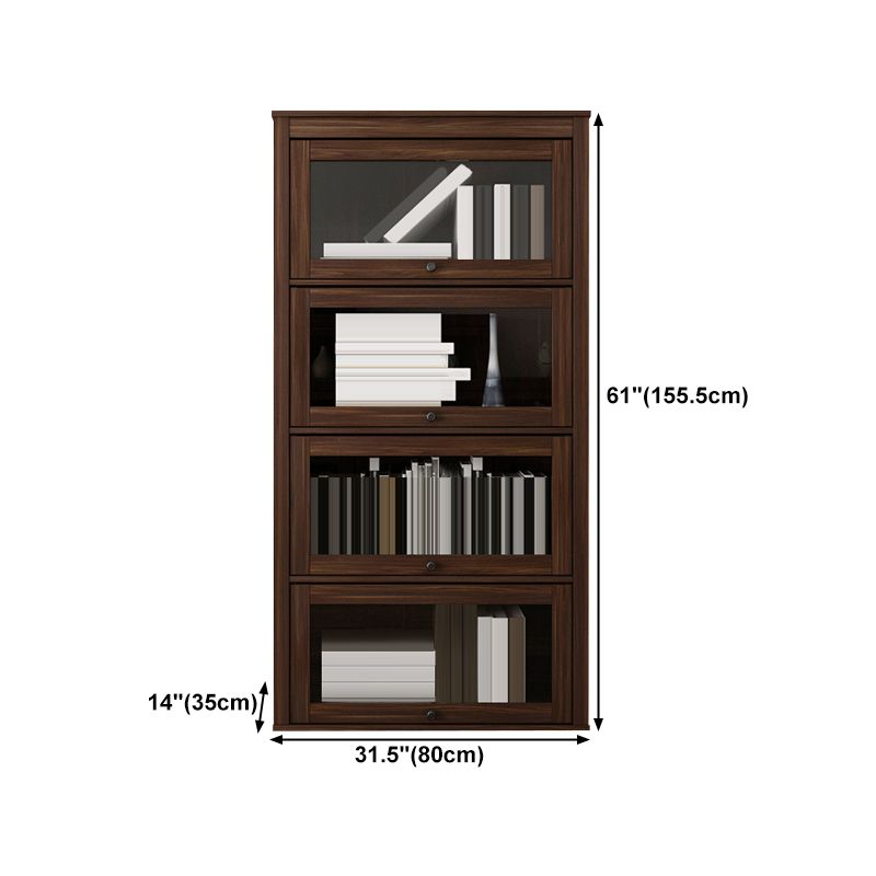 Espresso Shelf Bookcase Modern & Contemporary Bookshelf with Doors for Study Room