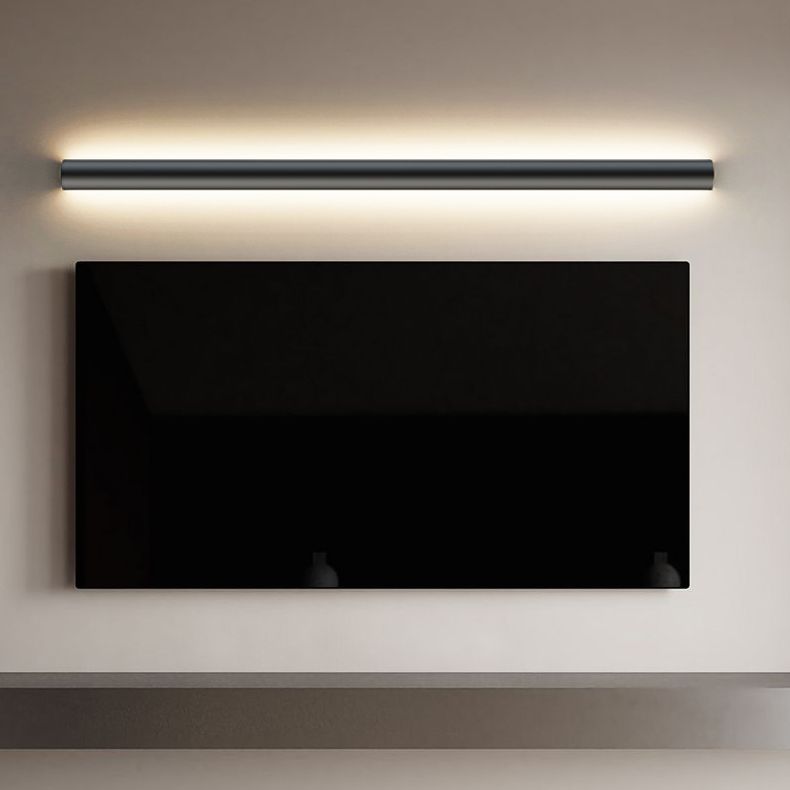 Linear Shape Metal Wall Lighting Idea Modern Style 1 Light Wall Mount Lighting in Black