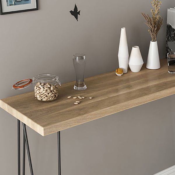 Rectangle Solid Wood Console Table Ironcraft Frame Accent Table for Hall