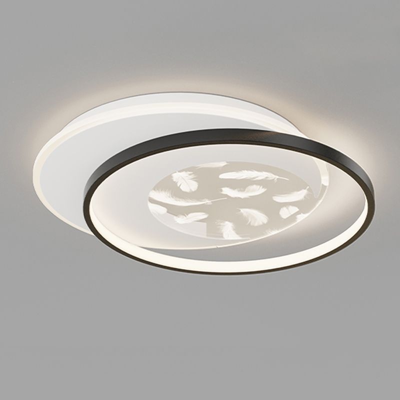 2 Light Circle Ceiling Lamp Modern Style Metal Ceiling Lighting for Dining Room
