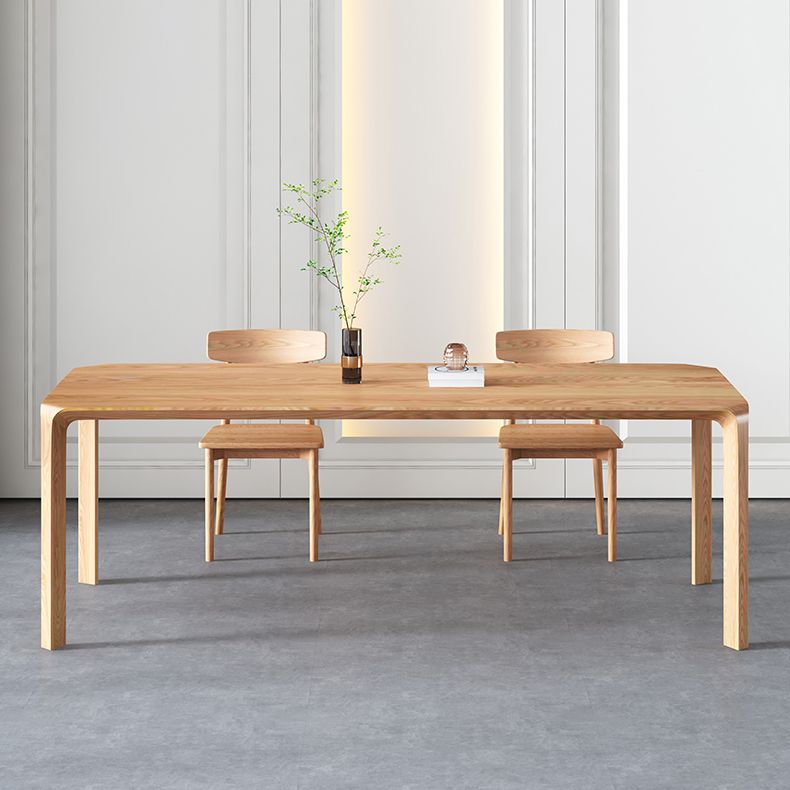 Solid Wood 4 Legs Dining Site Table Modern Rectangle Fixed Dinette Table