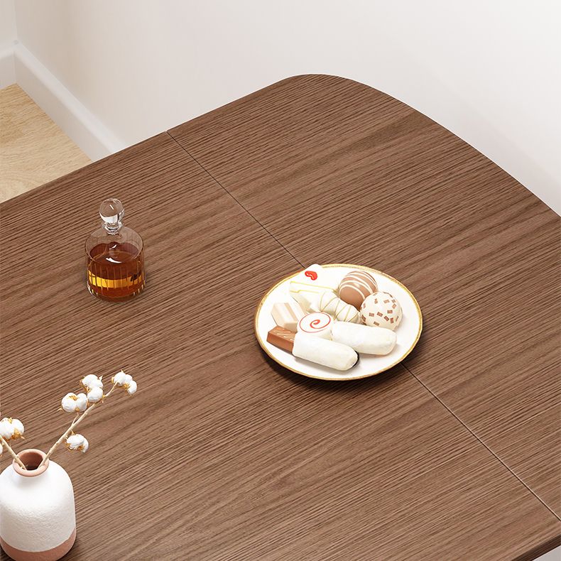 Table en bois en caoutchouc extensible dans la nature / noix Table rectangle moderne avec 4 jambes