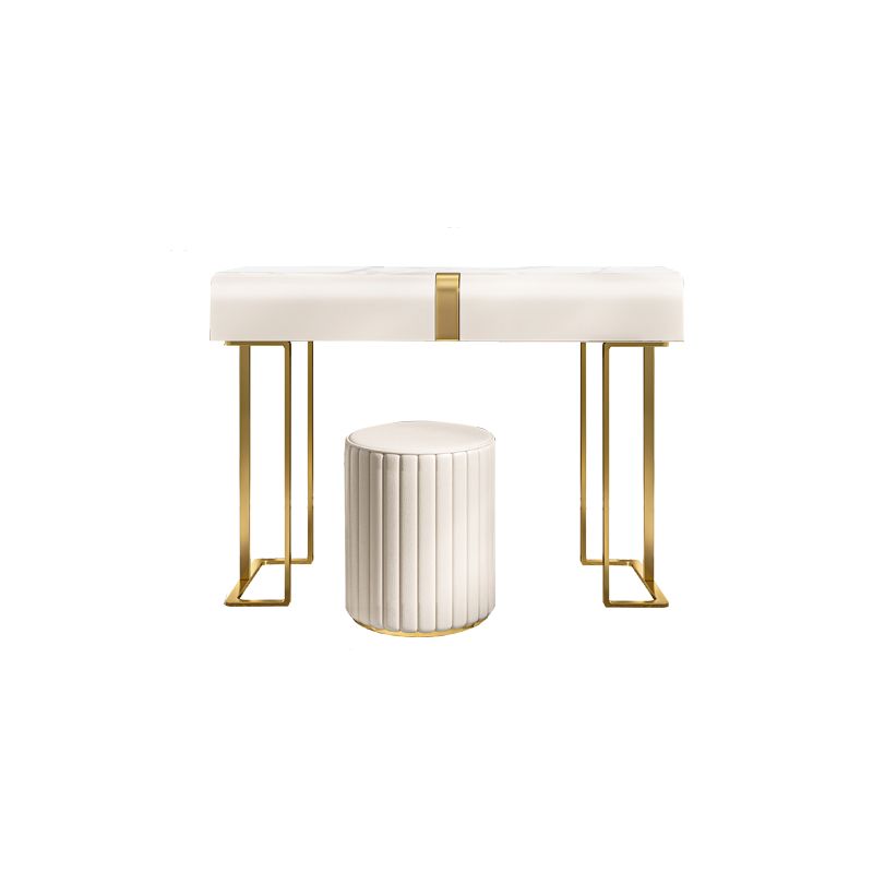 Glam Slate Top Makeup Vanity Desk with Drawer, Beige Dressing Table