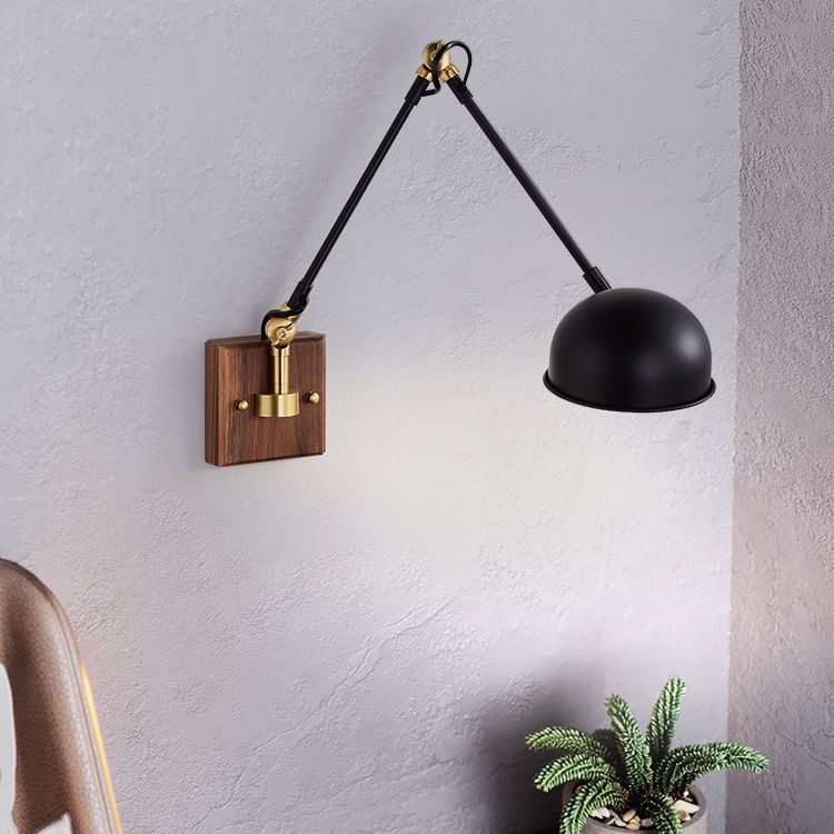 1-Light Wall Mount Lights Industrial Dome Shade Metal Sconces Wall Lights in Black