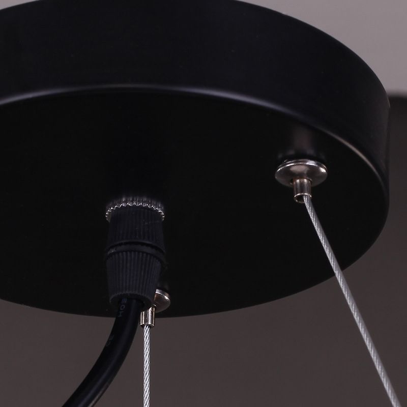 Black Multi-light Chandeliers Metal Round Vintage Hanging Fixtures for Living Room