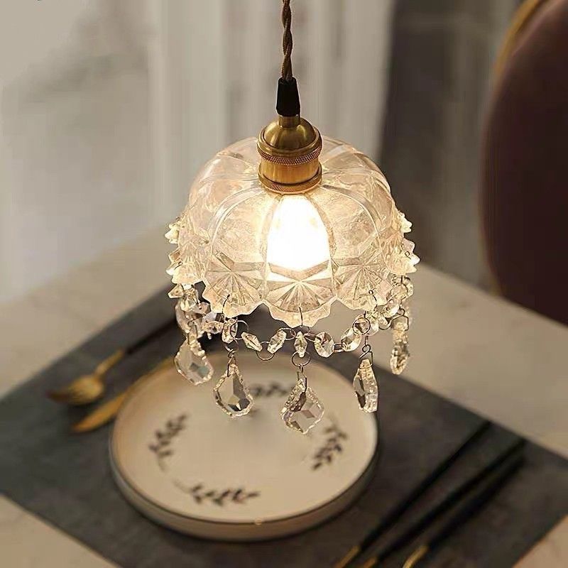Crystal Modern Wall Sconce Flower Shape Vanity Lamp with Glass Shade for Living Room
