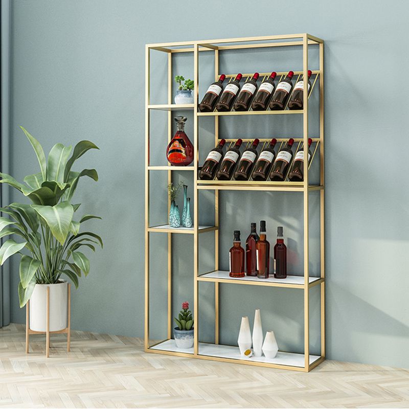 Modern Bookcase Gold Metal Open Back Shelf Bookcase with Shelves for Living Room